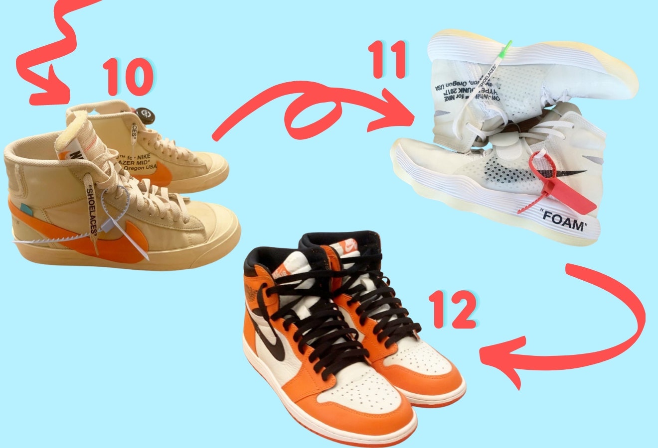 Demi的10-12款交易是三对不同的罕见耐克运动鞋