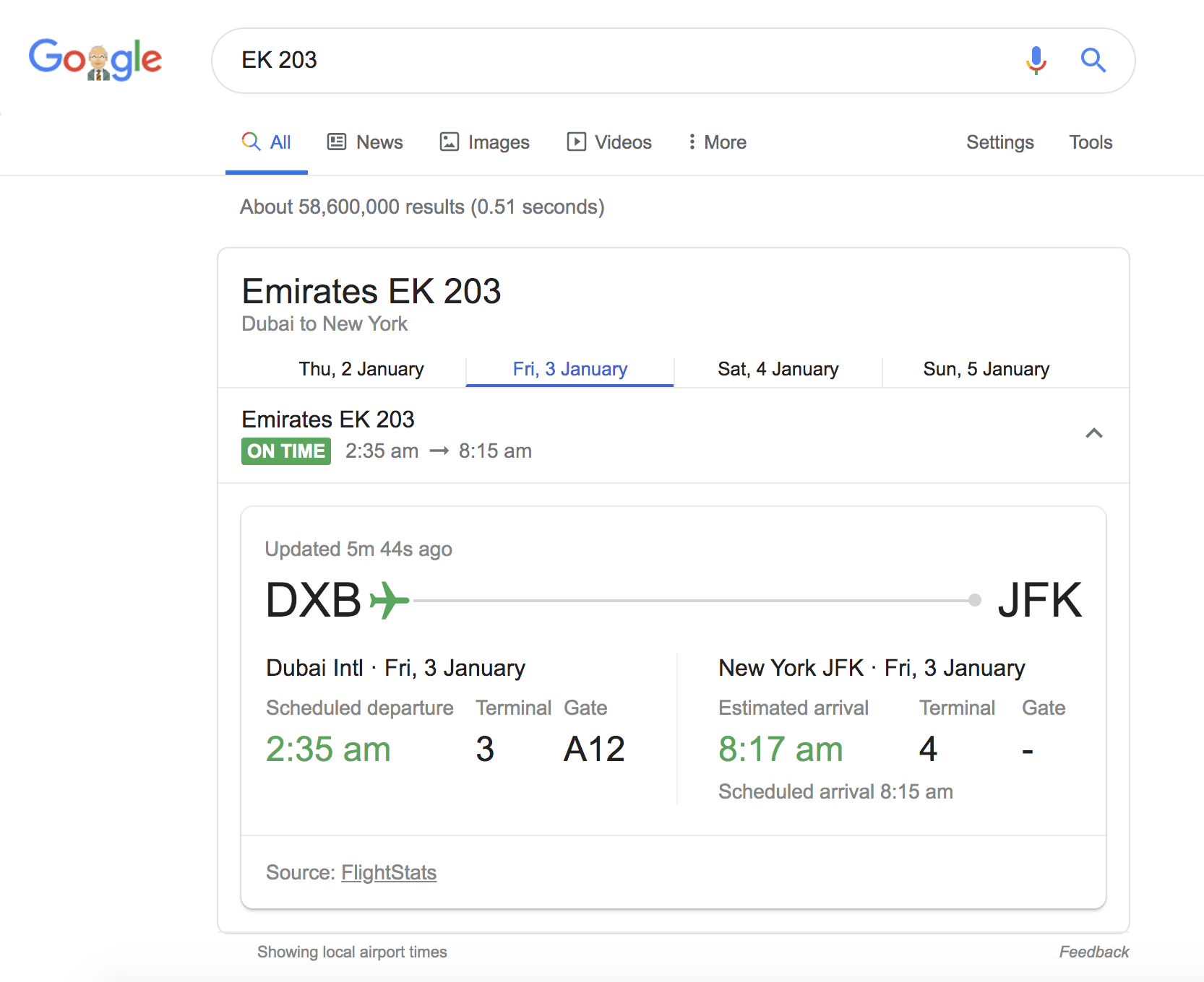 航班信息高级谷歌搜索