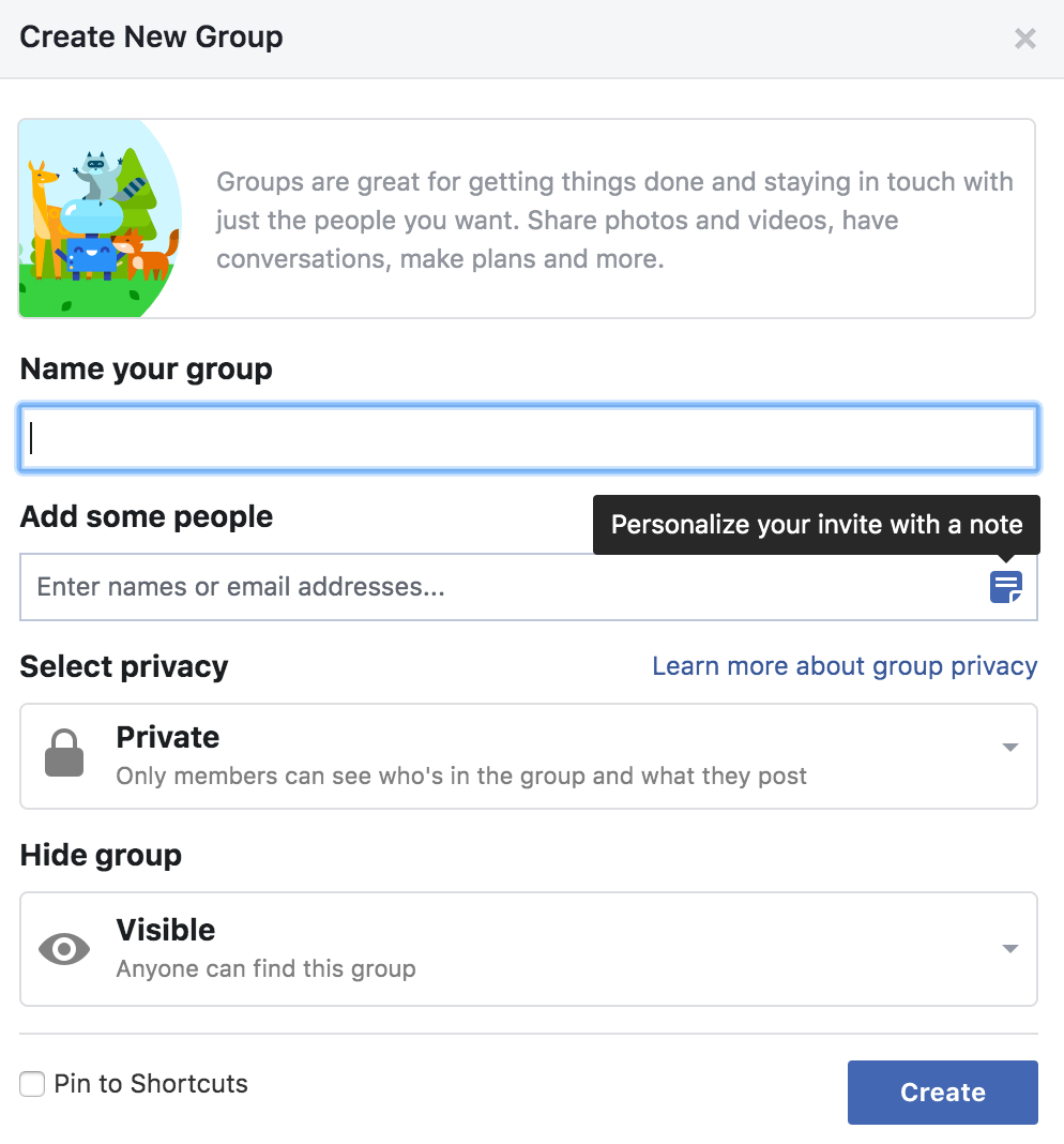 创建Facebook组的步骤