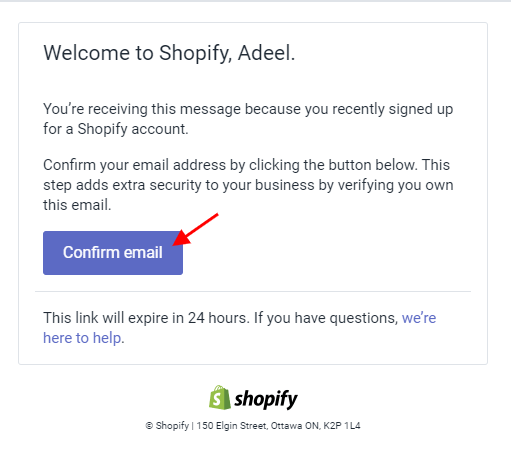 shopify确认电子邮件