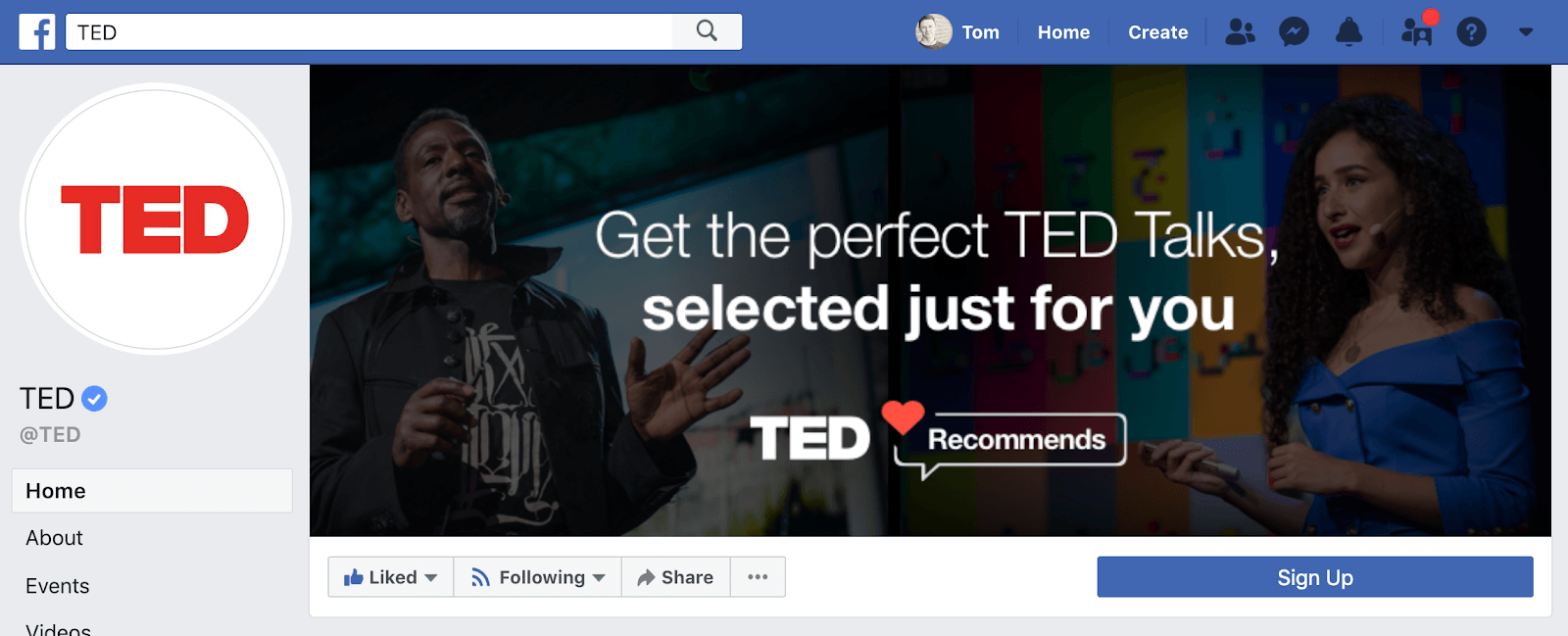 TED会谈Facebook页面