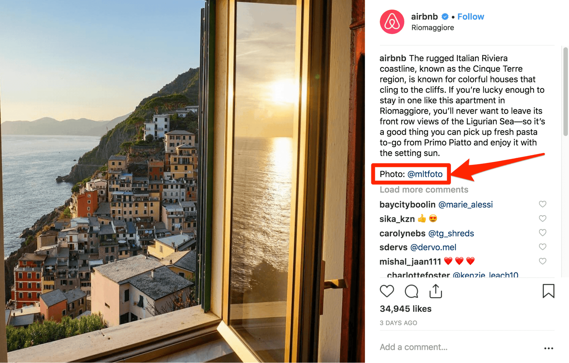 Airbnb Instagram帖子