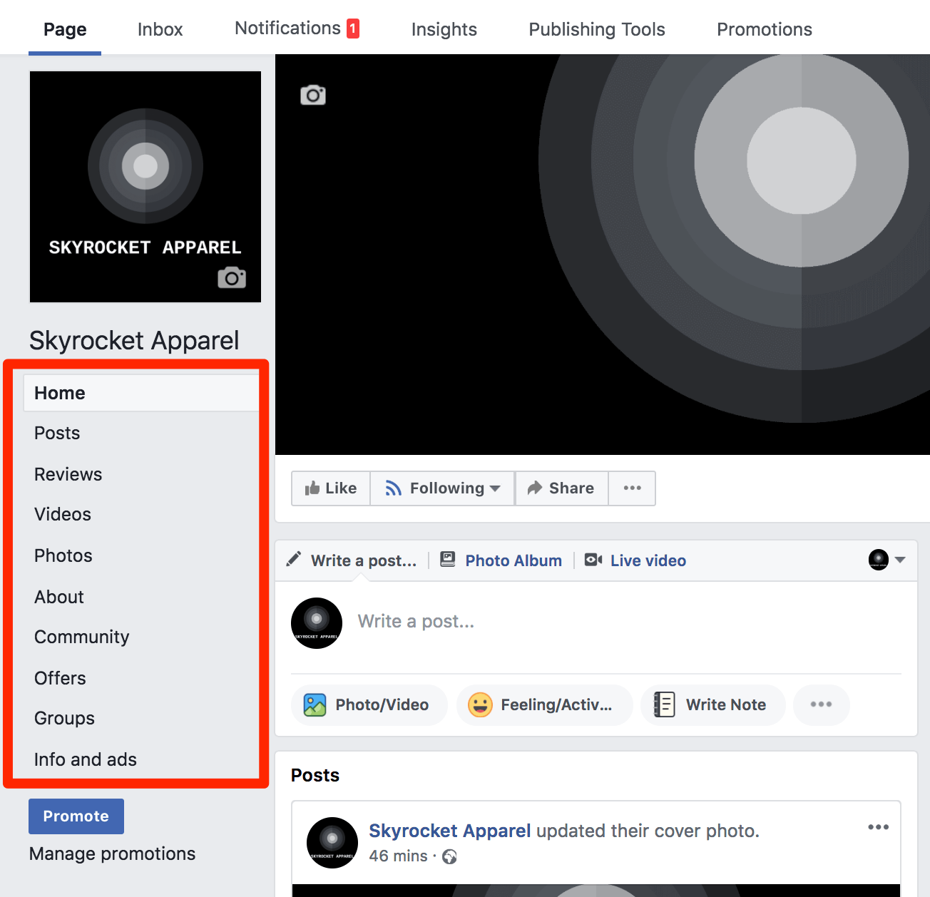 Facebook商业页面标签