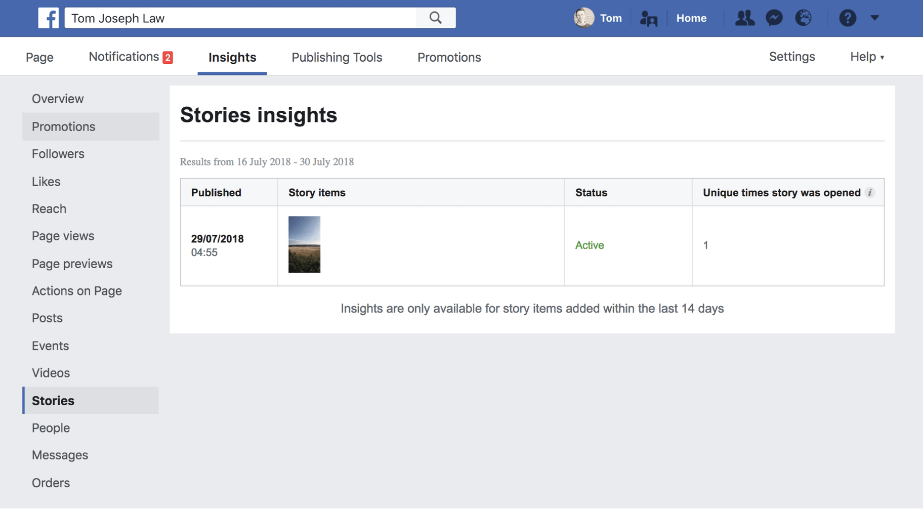 Facebook的故事见解
